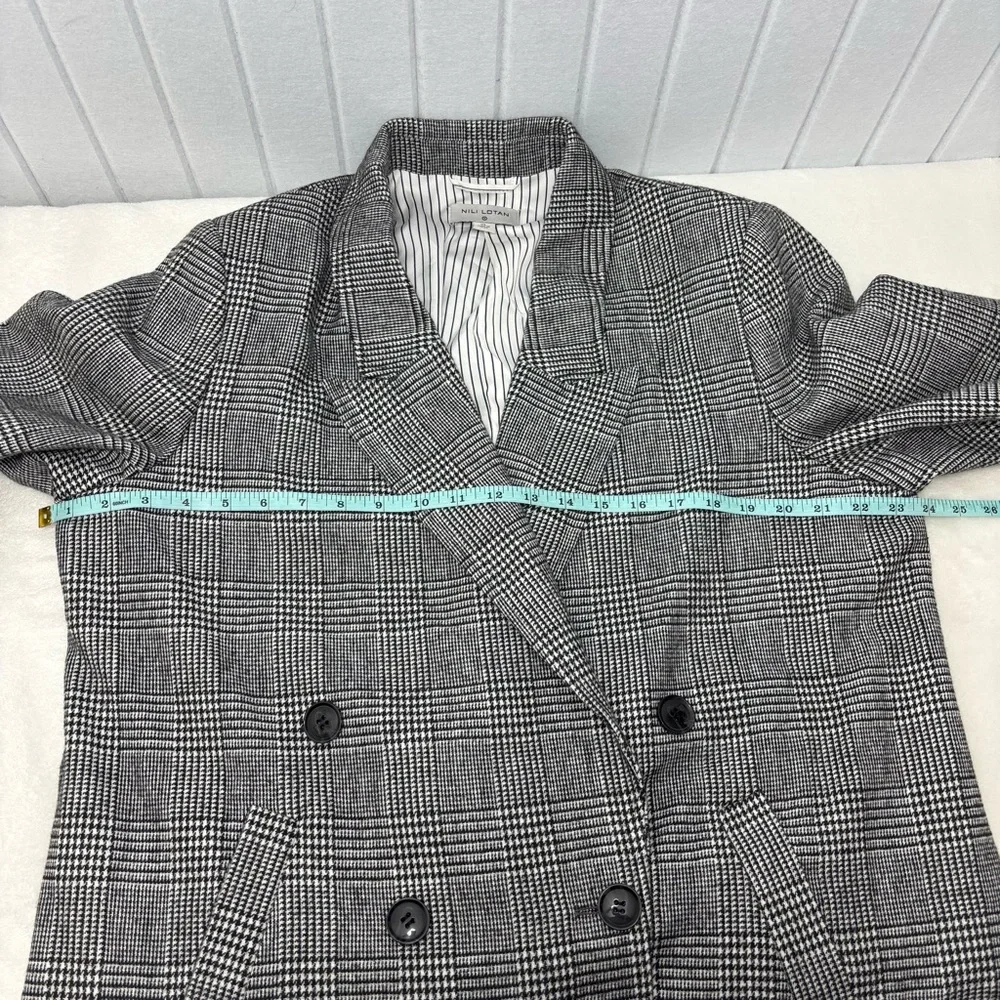 Nili Lotan for Target Long Overcoat Plaid Double Breasted‎ Black White Size XL